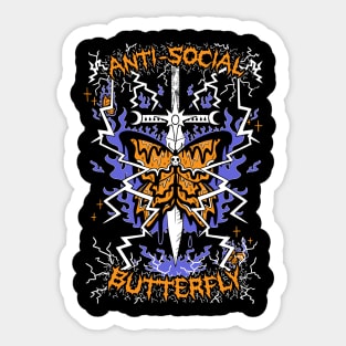 Anti-Social Butterfly (orange) Sticker